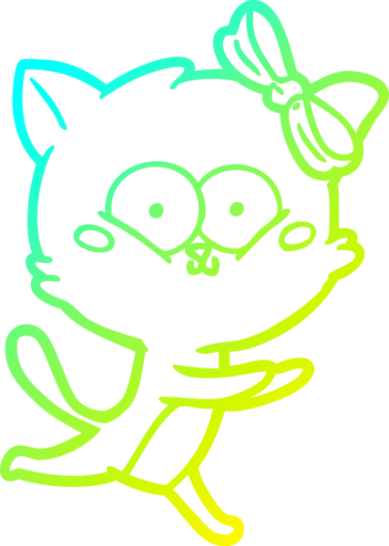 Bir insan tarafından çizilen çizgi film kedisinin soğuk gradyan çizgisi.