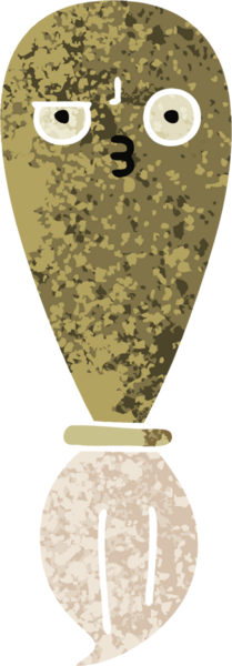 Bir insan tarafından çizilmiş bir boya fırçasının retro çizim tarzı karikatürü