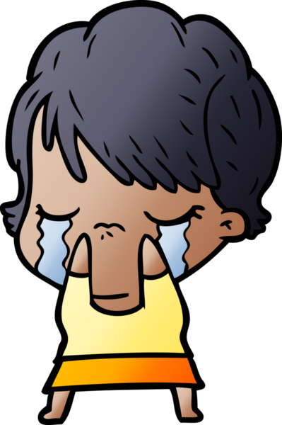 Bir insan tarafından çizilmiş ağlayan çizgi film kadını.