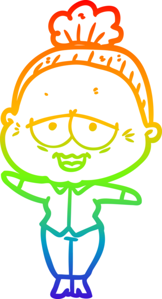 Gökkuşağı gradyan çizgi çizimi Bir insan tarafından çizilmiş mutlu yaşlı kadın