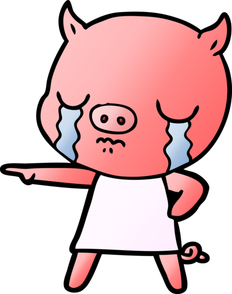 Bir insan tarafından çizilmiş çizgi filmdeki domuz ağlaması.