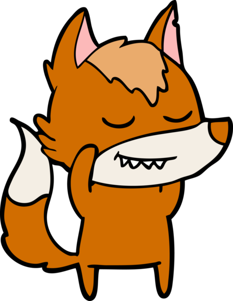 Bir insan tarafından çizilmiş tilki çizgi film karakteri