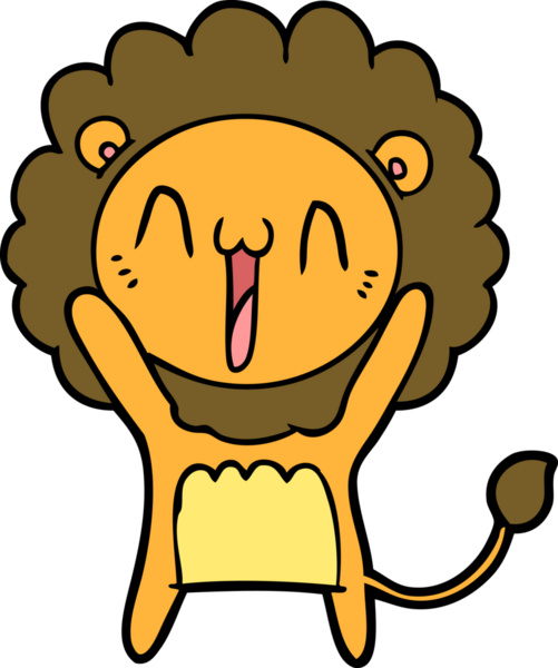Bir insan tarafından çizilmiş mutlu çizgi film aslanı.
