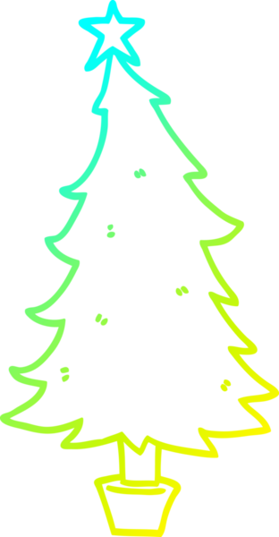Soğuk gradyan çizgisi bir insan tarafından çizilmiş bir karikatür noel ağacı.