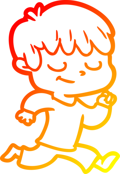 Bir insan tarafından çizilen mutlu bir çocuğun sıcak çizgi çizimi.