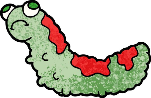 Bir insan tarafından çizilmiş mutsuz bir tırtıl çizgi filmi.