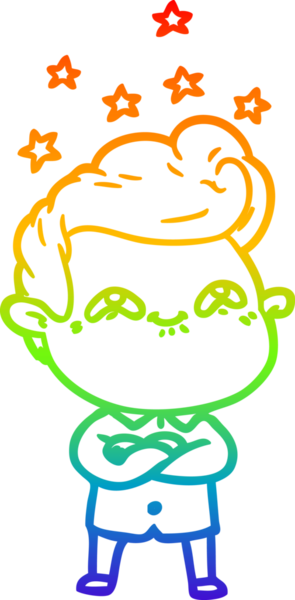 Gökkuşağı gradyanı çizimi bir insan tarafından çizilmiş heyecanlı bir çizgi film