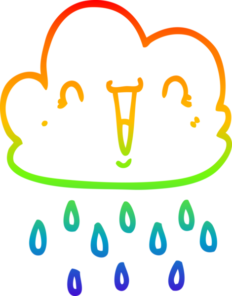 Gökkuşağı gradyan çizgi çizimi bir insan tarafından çizilmiş fırtına bulutu