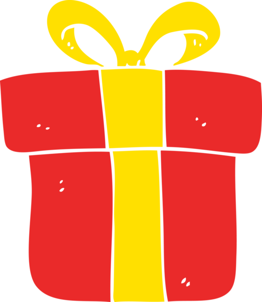 Bir insan tarafından çizilmiş noel hediyesinin düz renk çizimi