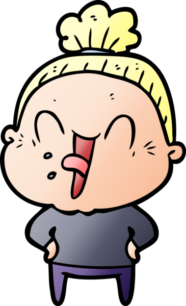 Bir insan tarafından çizilmiş mutlu yaşlı kadın çizgi filmi.