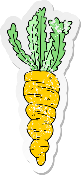 Bir insan tarafından çizilmiş havuç çizilmiş garip bir el çıkartması.