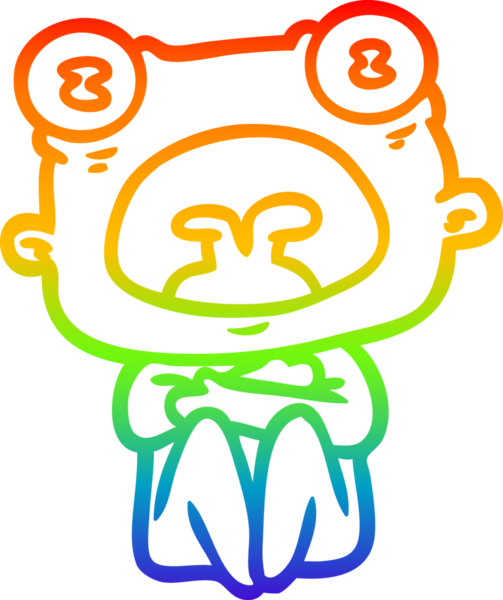 Gökkuşağı gradyan çizgi çizimi Bir insan tarafından çizilmiş garip bir uzaylı