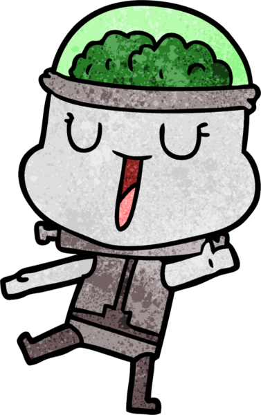 Bir insan tarafından çizilmiş mutlu çizgi film robotu