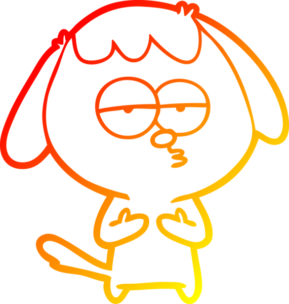 Bir insan tarafından çizilen ve sıkılmış bir köpeğin sıcak çizgi çizimi.