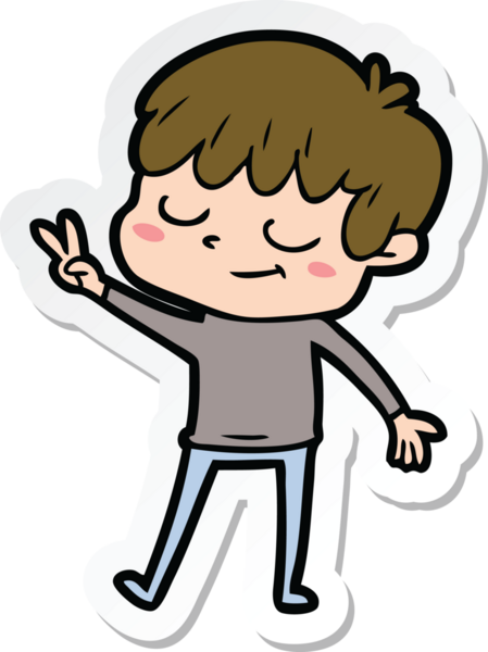 Bir insan tarafından çizilmiş mutlu bir çocuğun çıkartması.