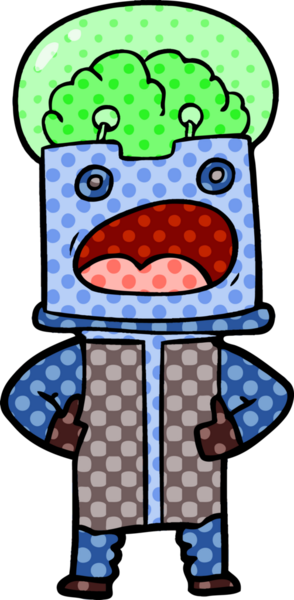 Bir insan tarafından çizilmiş çizgi film robotu