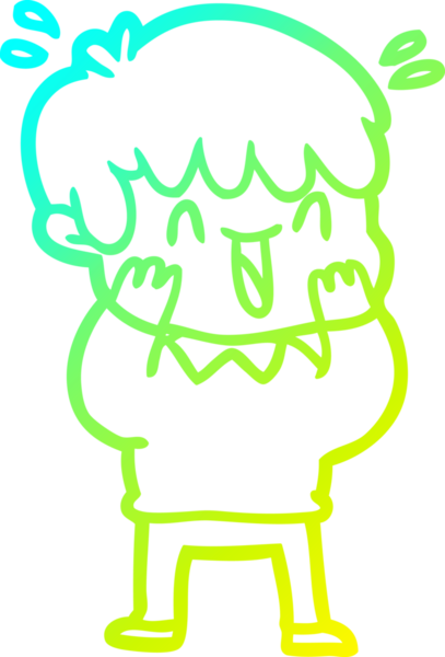 Bir insan tarafından çizilmiş gülen bir çizgi film karakteri çizimi.