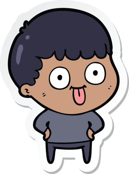 sticker of a cartoon dumb kid drawn by a human