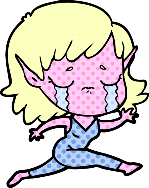 Bir insan tarafından çizilmiş ağlayan elf kızı.