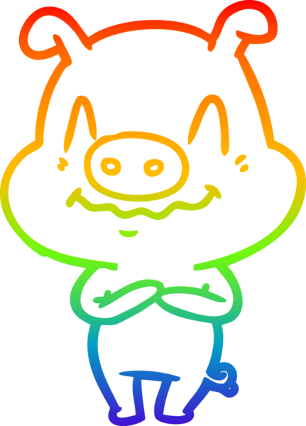 gökkuşağı gradyan çizimi bir insan tarafından çizilmiş sinir çizgi domuz