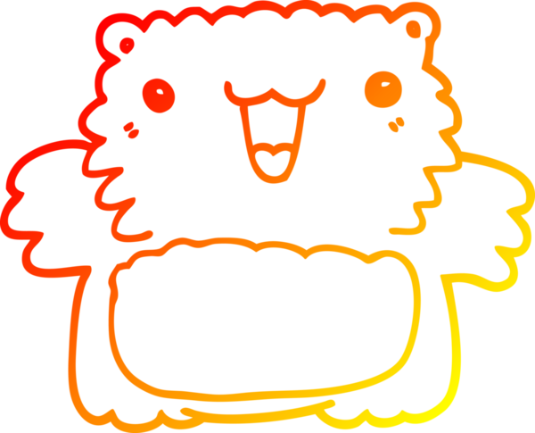 Bir insan tarafından çizilen çizgi film ayısının sıcak çizgi çizimi