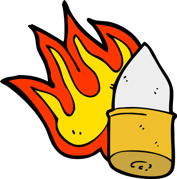 Bir insan tarafından çizilmiş çizgi film mermisi.