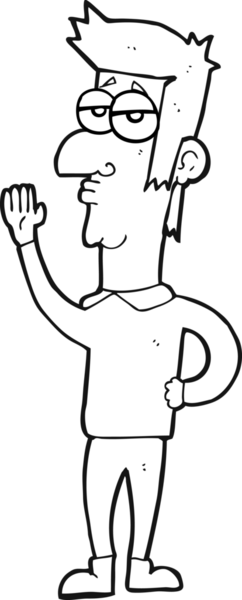 Bir insan tarafından çizilmiş siyah beyaz bir karikatür.