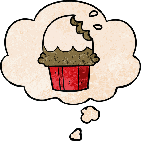 Bir insan tarafından çizilmiş grunge desenli düşünce baloncuklu çizgi film keki.