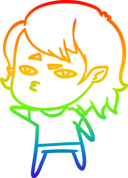 Gökkuşağı gradyan çizimi Bir insan tarafından çizilen vampir kız çizgi