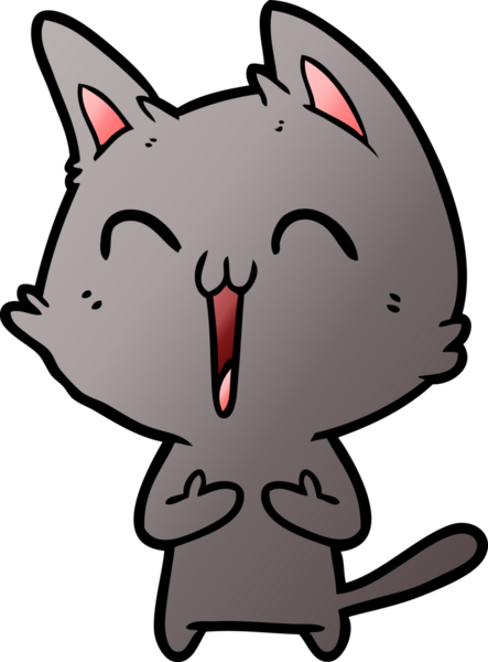 Bir insan tarafından çizilmiş mutlu çizgi film kedisi.