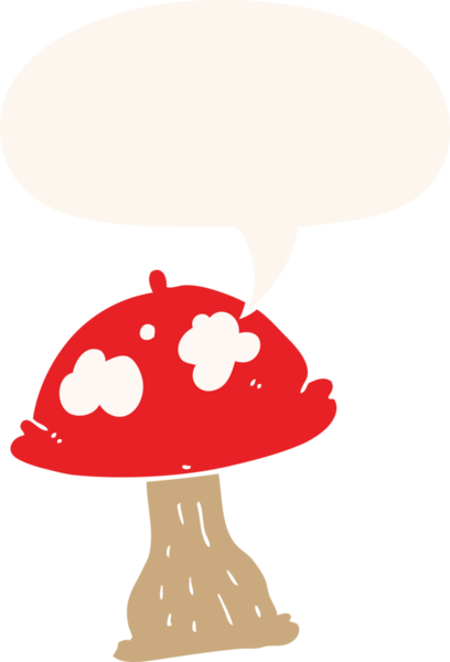 bir insan tarafından çizilmiş retro tarzı konuşma baloncuklu mantar.