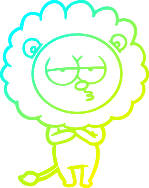 Bir insan tarafından çizilmiş, karikatür çizen, yorgun bir aslan.