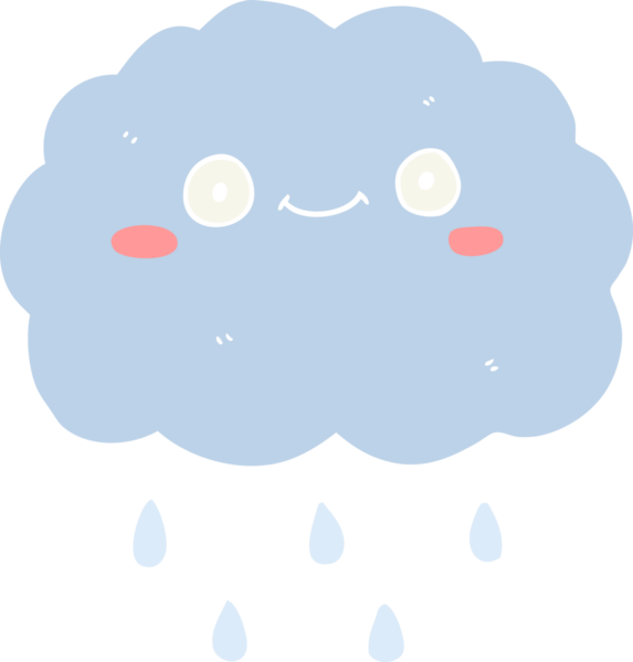 Bir insan tarafından çizilmiş şirin düz renkli çizgi film bulutu