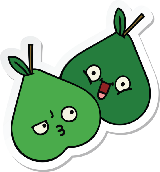 Bir insan tarafından çizilmiş şirin bir armutun çıkartması.