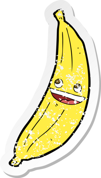 Bir insan tarafından çizilmiş mutlu bir muzun gerilimli yapıştırması.