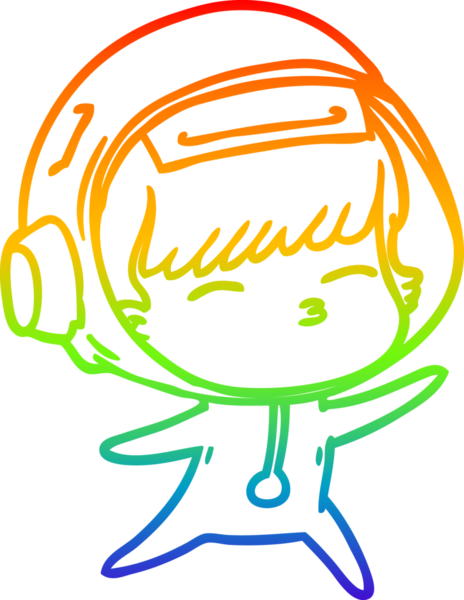 gökkuşağı gradyan çizimi bir insan tarafından çizilmiş meraklı astronot çizgi