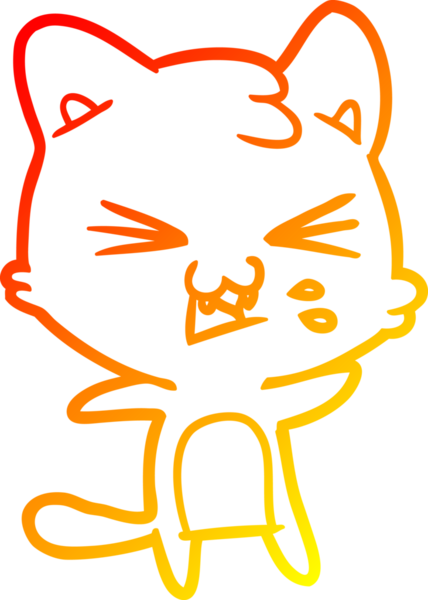 Bir insan tarafından çizilmiş çizgi film kedisinin sıcak çizgi çizimi