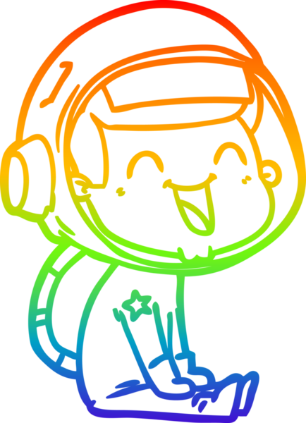 gökkuşağı gradyan çizimi mutlu bir çizgi astronot çizimi bir insan tarafından çizildi