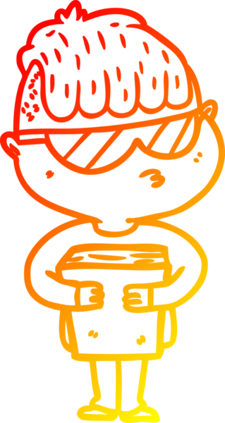 Bir insan tarafından çizilmiş güneş gözlüğü takan çizgi film çocuğu çizimi.