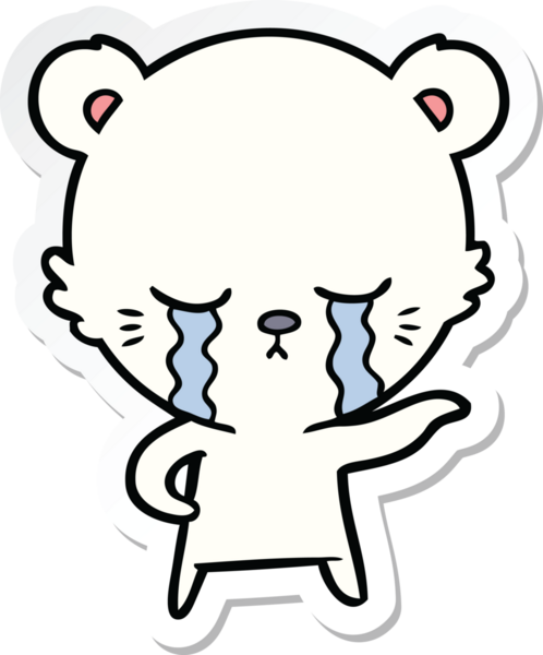 Bir insan tarafından çizilmiş ağlayan bir kutup ayısının çıkartması.