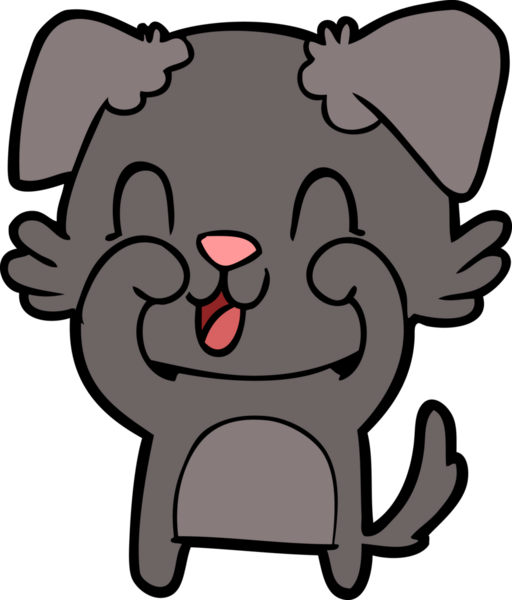 Bir insan tarafından çizilmiş gülen çizgi film köpeği.