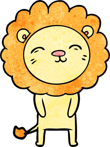 Bir insan tarafından çizilmiş çizgi film aslanı.