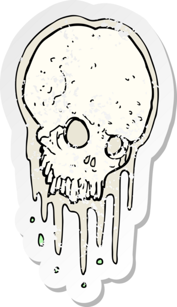 Bir insan tarafından çizilmiş korkunç bir kafatası karikatürünün gerilimli yapıştırması.