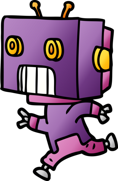 Bir insan tarafından çizilmiş çizgi film robotu