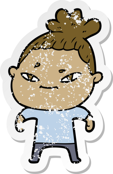 Bir insan tarafından çizilmiş karikatür bir kadının sıkıntılı çıkartması.