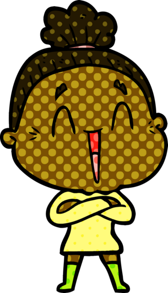 Bir insan tarafından çizilmiş mutlu yaşlı kadın çizgi filmi.