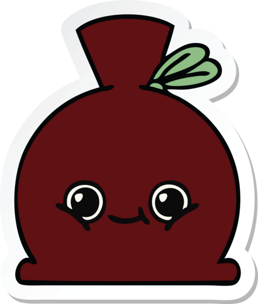 Bir insan tarafından çizilmiş şirin bir karikatür çuvalı.