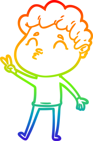 Gökkuşağı gradyan çizgi çizimi bir insan tarafından çizilen bir çizgi film adamı