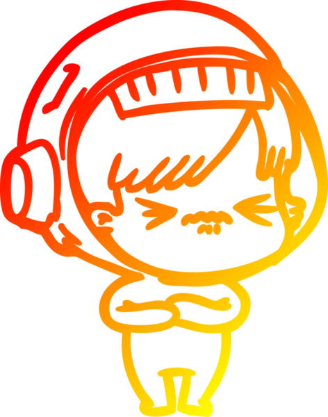 Bir insan tarafından çizilmiş bir astronot kadın çizgi çizimi.