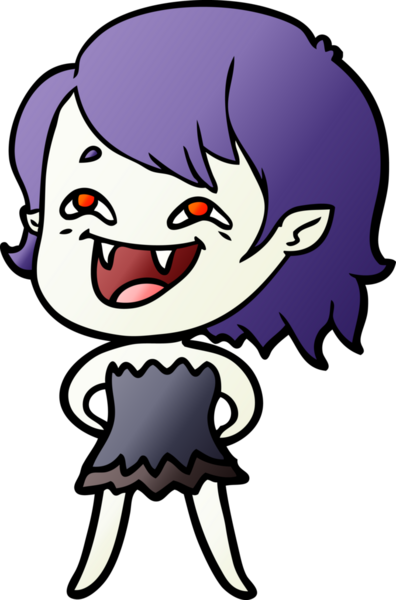 Bir insan tarafından çizilmiş gülen vampir kız çizgi filmi.